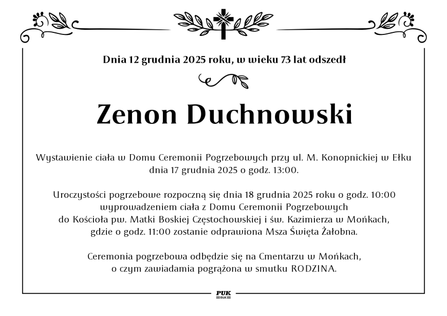 Zenon Duchnowski - nekrolog